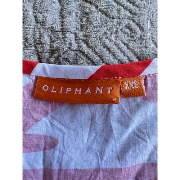 Oliphant RARE Puff Sleeve Crew Neck Mini Dress Orange Twiggy Print XXS Oversized - Picture 8 of 9